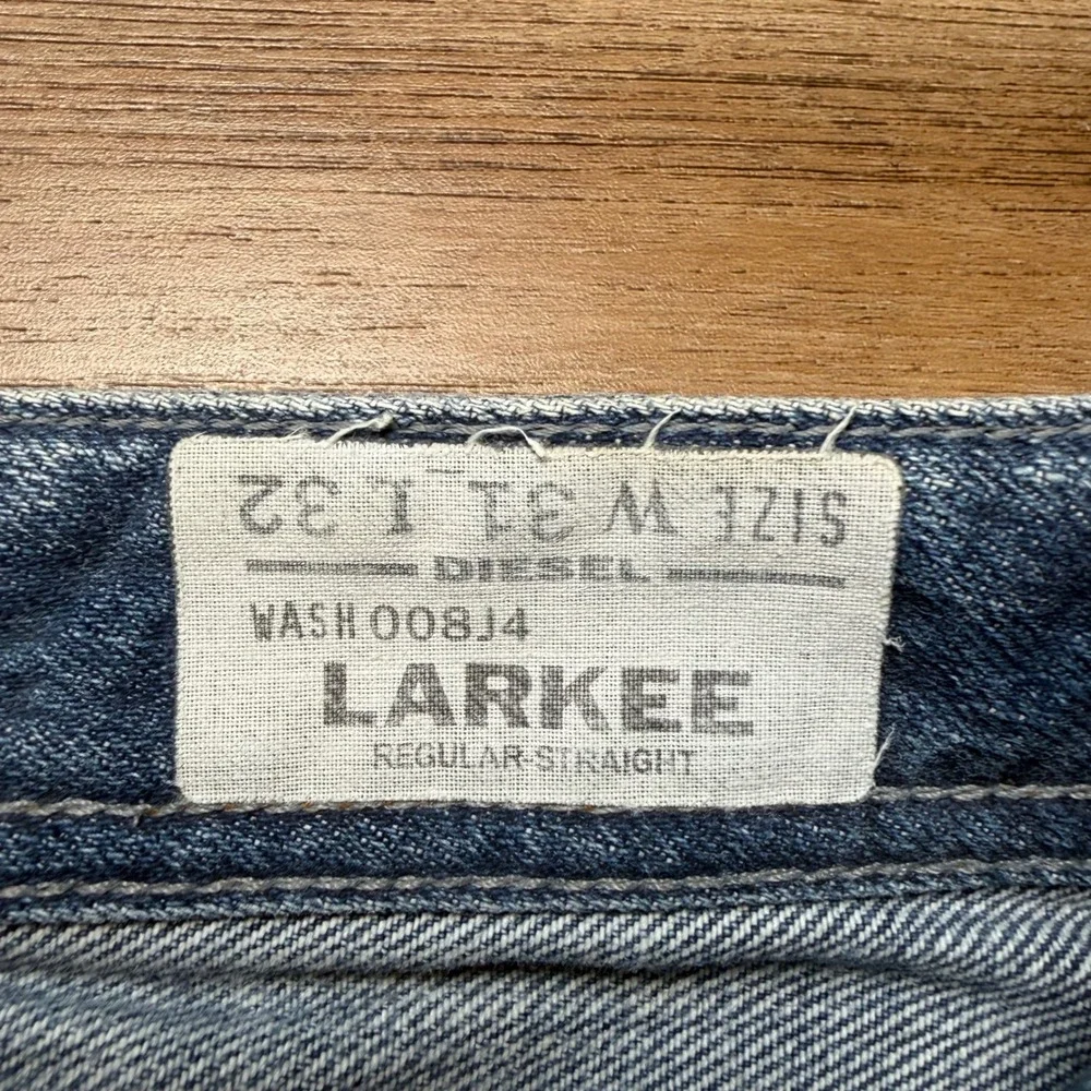 Diesel Larkee‎ Jeans Mens 31x32 Blue Regular Straight Leg Distressed Wash 008J4